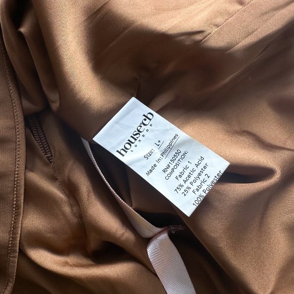 House of CB | NWT Sakina Satin Long Sleeve Mini Dress in Copper Coffee - Picture 6 of 10